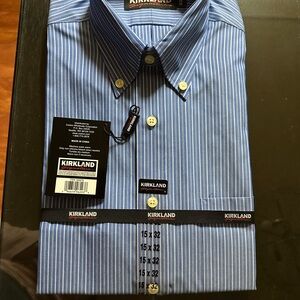 Kirkland Signature Men's Blue Pinstripe Dress Shirt